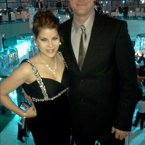 Stunning Black Velvet Crystal Beaded Dress